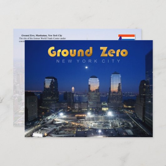 Ground Zero, Manhattan, NYC in der Nacht Postkarte (Vorne/Hinten)