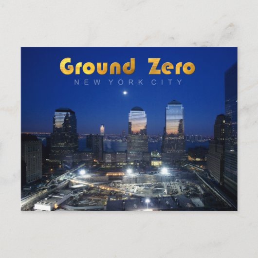 Ground Zero, Manhattan, NYC in der Nacht Postkarte (Vorderseite)