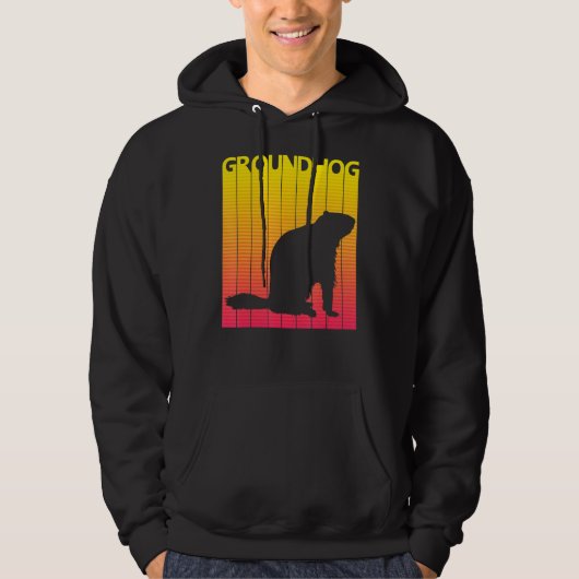 Groundhog Animal Retro-Kostüm Hoodie (Vorderseite)