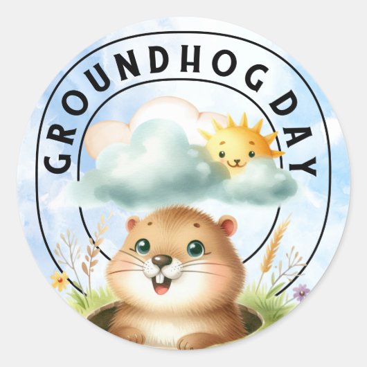 Groundhog Classic Round Sticker - Celebrate Ground (Vorderseite)