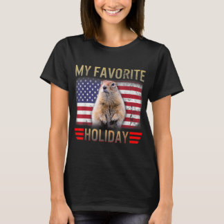Groundhog Day 2021 My Favorite Holiday USA Flag Wo T-Shirt