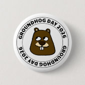 Groundhog Day 2026 with Groundhog face Button (Vorderseite)