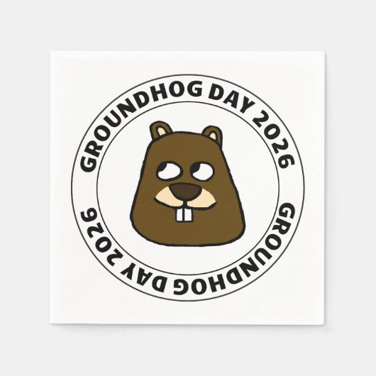Groundhog Day 2026 with Groundhog face Serviette (Vorderseite)