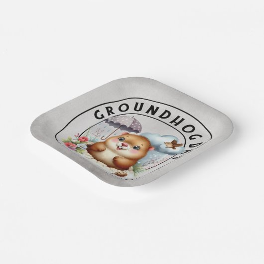 Groundhog day 22 February  Pappteller (Gewinkelt)