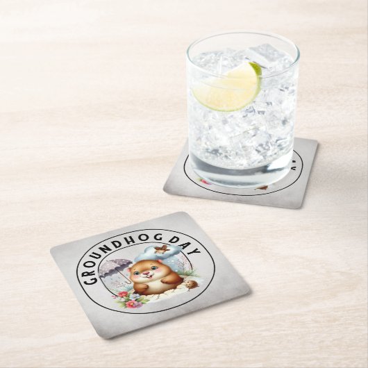Groundhog day 22 February  Rechteckiger Pappuntersetzer (Vor Ort)