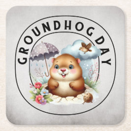 Groundhog day 22 February  Rechteckiger Pappuntersetzer