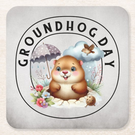 Groundhog day 22 February  Rechteckiger Pappuntersetzer (Vorderseite)