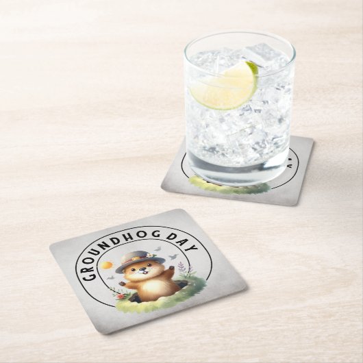 Groundhog day 22 February  Rechteckiger Pappuntersetzer (Vor Ort)