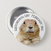 Groundhog Day 2. Februar Funny Holiday Button (Vorne & Hinten)