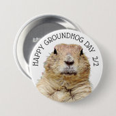 Groundhog Day 2. Februar Funny Holiday Button (Vorne & Hinten)