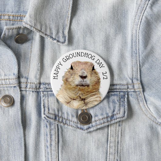 Groundhog Day 2. Februar Funny Holiday Button (Beispiel)