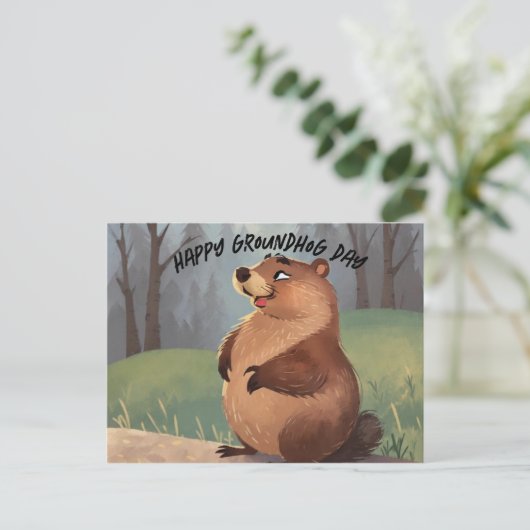 Groundhog Day A Feier des Frühlings Postkarte (Stehend Vorderseite)