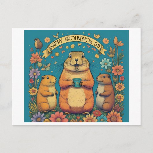 Groundhog Day A Feier des Frühlings Postkarte (Vorderseite)