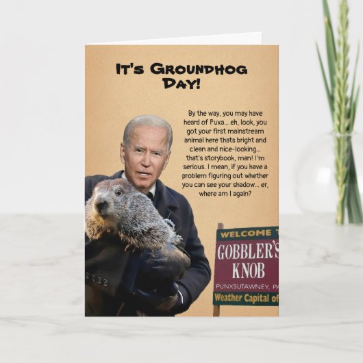 Groundhog Day Biden Card Feiertagskarte (Vorderseite)