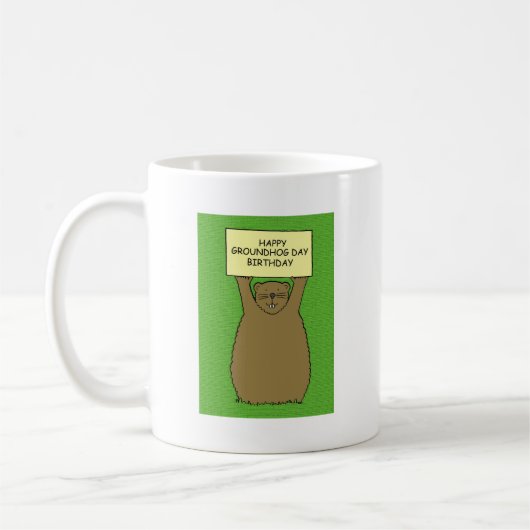 Groundhog Day Birthday Cartoon Kaffeetasse (Links)