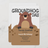 Groundhog Day Birthday Einladung (Vorne/Hinten)