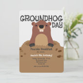Groundhog Day Birthday Einladung (Stehend Vorderseite)
