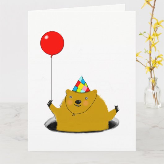 Groundhog Day Birthday Karte (Gelbe Blume)