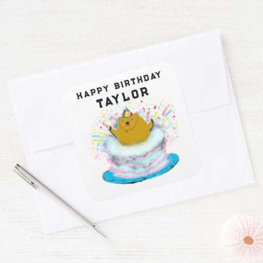 Groundhog Day Birthday Square Sticker (Umschlag)