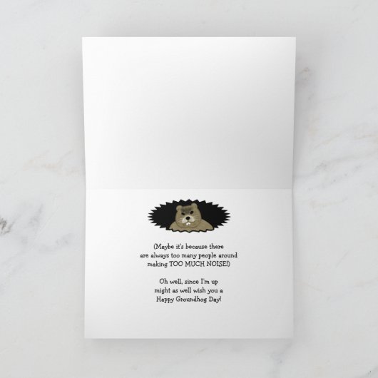 Groundhog Day Card - Da ich oben bin Karte (Innenseite)