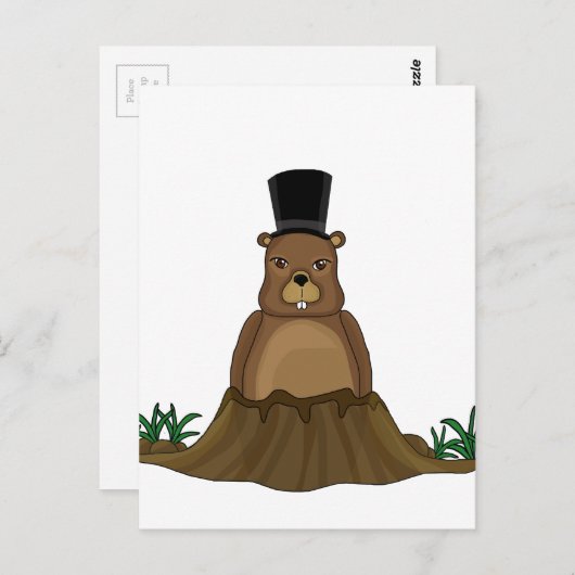 Groundhog Day - Cartoon Postkarte (Vorne/Hinten)