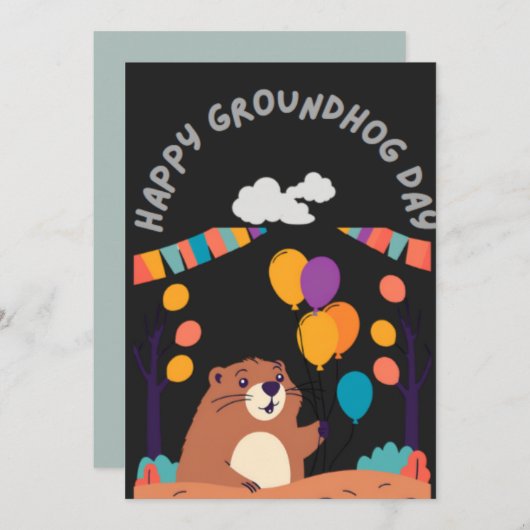 Groundhog Day Celebration: Schatten oder Schein? Dankeskarte (Vorne/Hinten)
