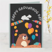 Groundhog Day Celebration: Schatten oder Schein? Karte (Gelbe Blume)