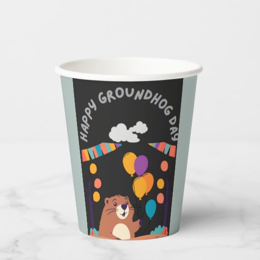 Groundhog Day Celebration: Schatten oder Schein? Pappbecher (Vorderseite)