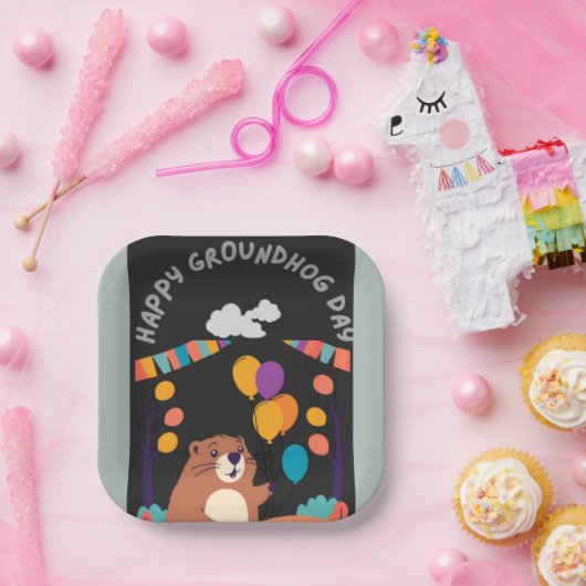 Groundhog Day Celebration: Schatten oder Schein? Pappteller (Party)
