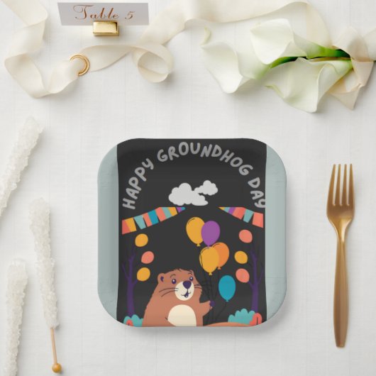 Groundhog Day Celebration: Schatten oder Schein? Pappteller (Hochzeit)