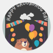 Groundhog Day Celebration: Schatten oder Schein? Runder Aufkleber (Vorderseite)