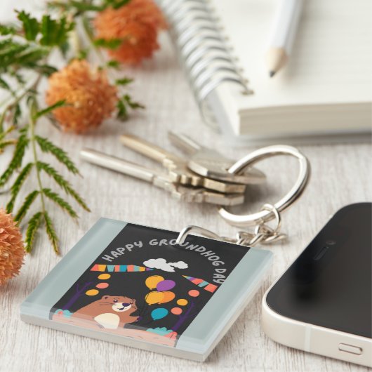 Groundhog Day Celebration: Schatten oder Schein? Schlüsselanhänger (Vorderseite rechts)