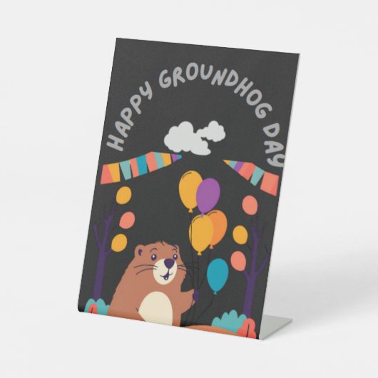 Groundhog Day Celebration: Schatten oder Schein? Sockelschild (Vorderseite)
