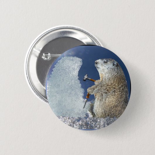 Groundhog Day-Eis-Skulptur Button (Vorne & Hinten)