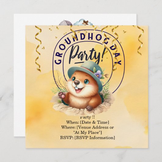 Groundhog Day feiern mit Spaß Save The Date (Vorne/Hinten)