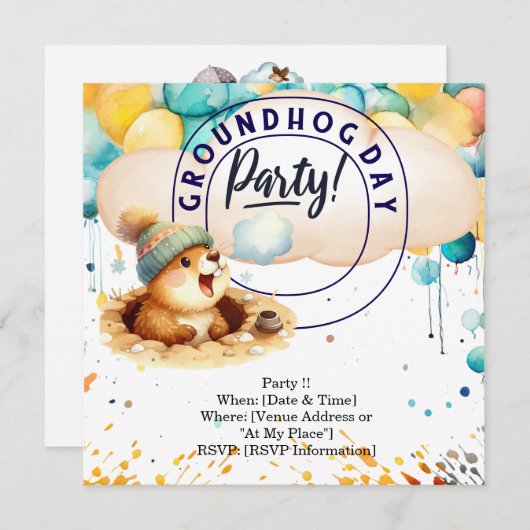 Groundhog Day feiern mit Spaß Save The Date (Vorne/Hinten)