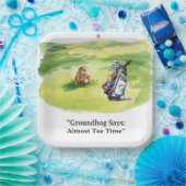 Groundhog Day Golfer Winter Golf Holiday Pappteller (Party)