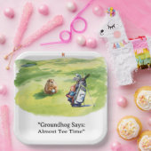 Groundhog Day Golfer Winter Golf Holiday Pappteller (Party)