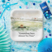 Groundhog Day Golfer Winter Golf Holiday Pappteller (Party)