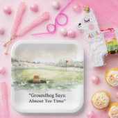 Groundhog Day Golfer Winter Golf Holiday Pappteller (Party)