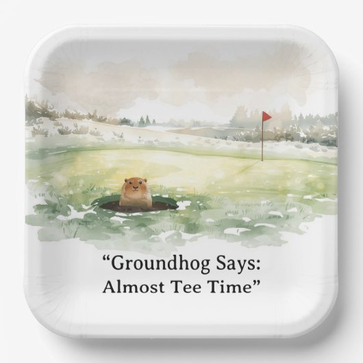 Groundhog Day Golfer Winter Golf Holiday Pappteller (Vorderseite)
