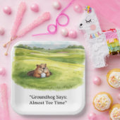 Groundhog Day Golfer Winter Golf Holiday Pappteller (Party)