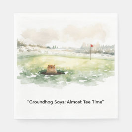Groundhog Day Golfer Winter Golf Holiday Serviette