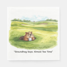 Groundhog Day Golfer Winter Golf Holiday Serviette