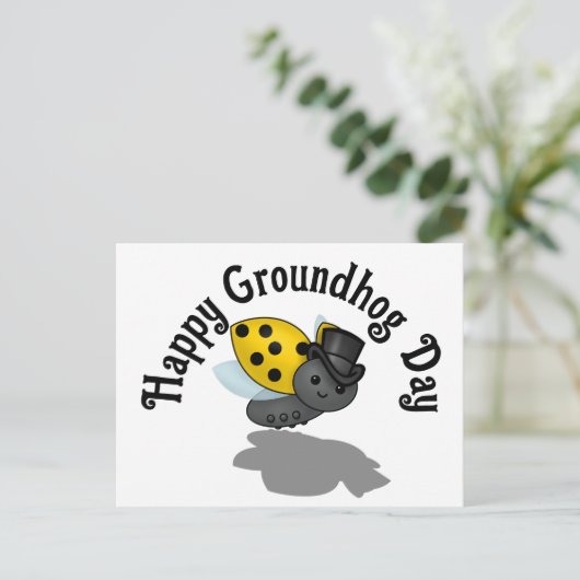 Groundhog Day Ladybug T - Shirt Postkarte (Stehend Vorderseite)