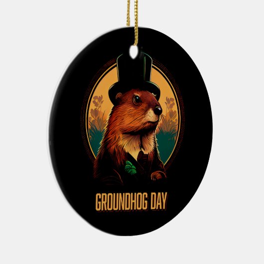 Groundhog Day mit Phil Keramik Ornament (Rechts)