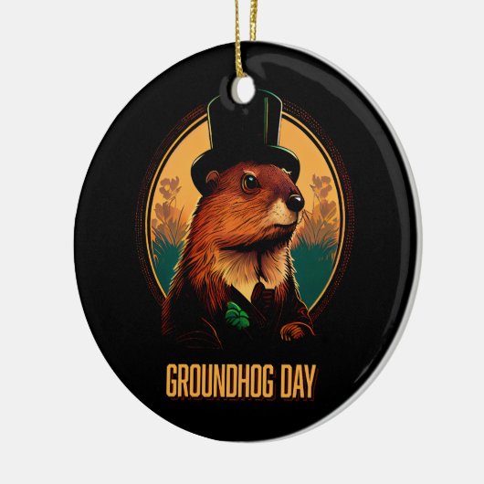 Groundhog Day mit Phil Keramik Ornament (Links)