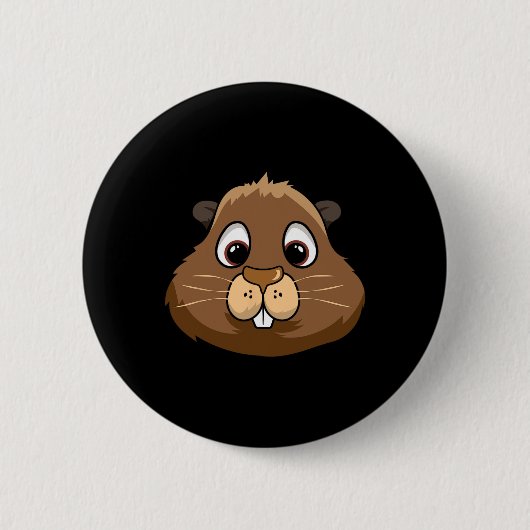 Groundhog Day Rodent Head Gesicht Kostüm Niedlich Button (Vorderseite)