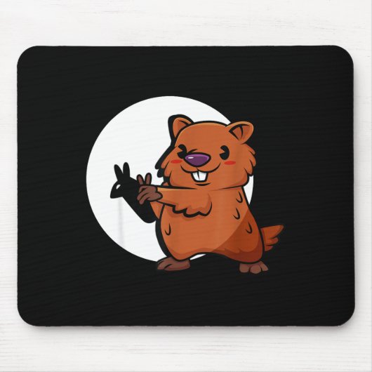 Groundhog Day Shadow Puppet Cute Rodent Costume Fu Mousepad (Vorne)