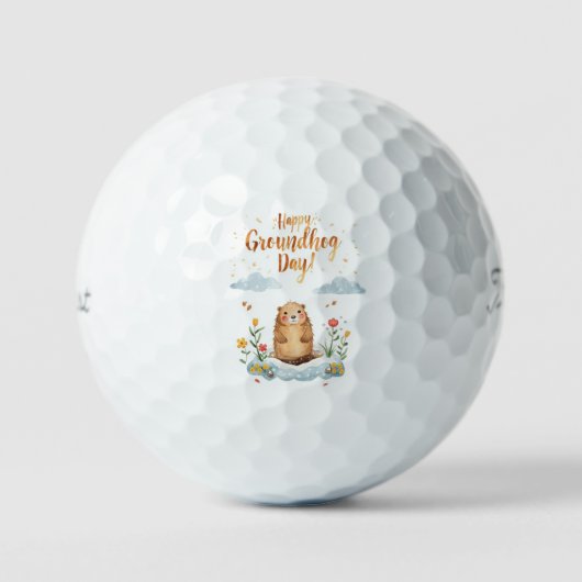 Groundhog day watercolor golfball (Vorderseite)